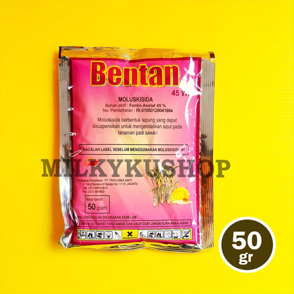 BENTAN 45 WP 50 GRAM KEMASAN  PABRIK MOLUSKISIDA RACUN SIPUT KEONG