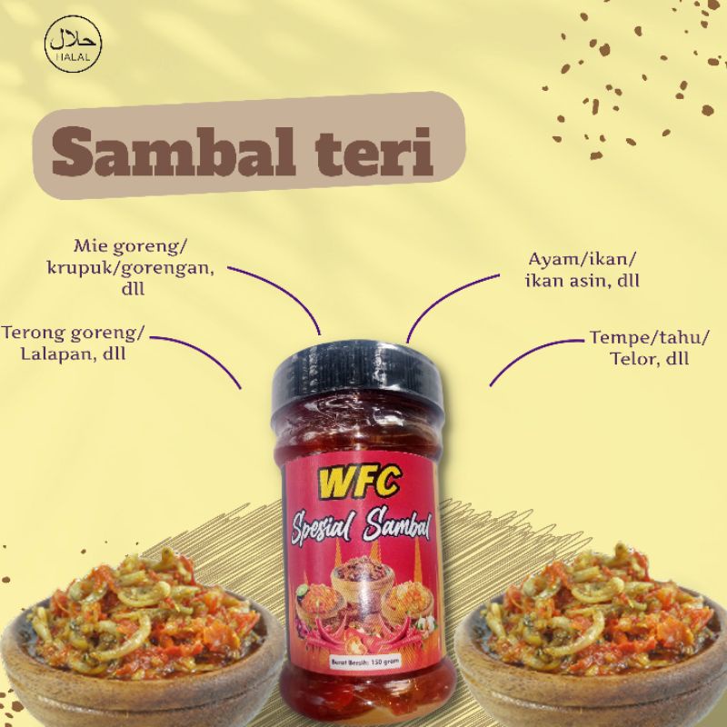 

sambal teri pedas WFC berat 150 gram