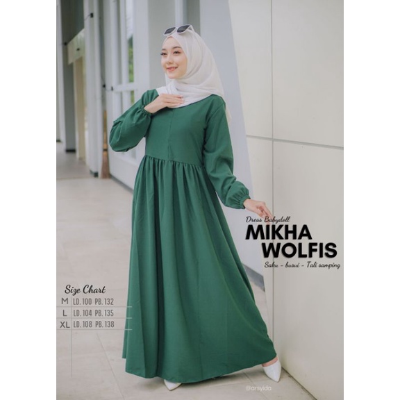 Gamis Wolfis M-XL Basic Babydoll/ Dress Babydoll Wolfis Seri 2