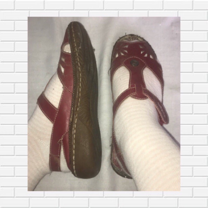 original kickers wedges sandal warna merah size 39 preloved/second/bekas