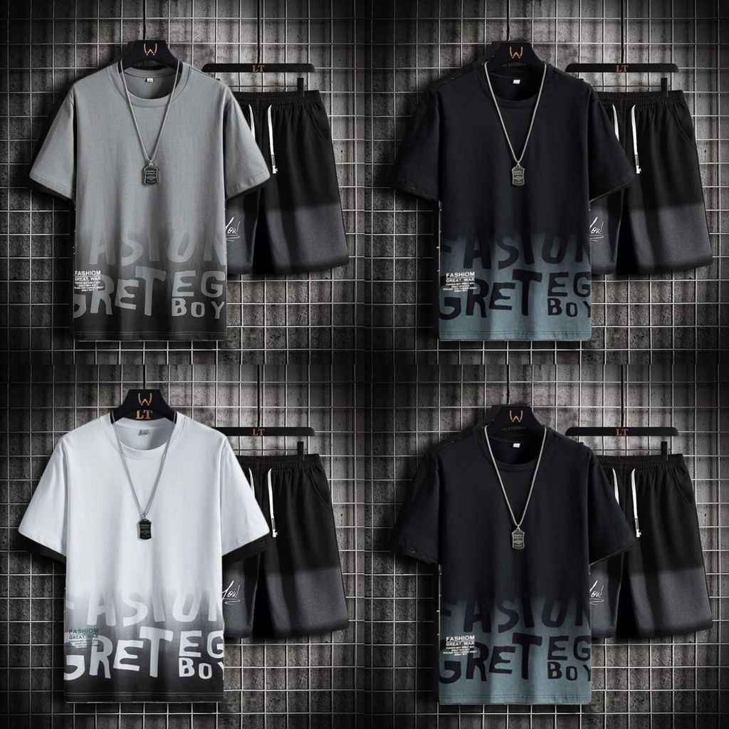 stelan size M|L,XL,XXL baju oversize+celana 1 set pakaian terlaris set egboy-animos