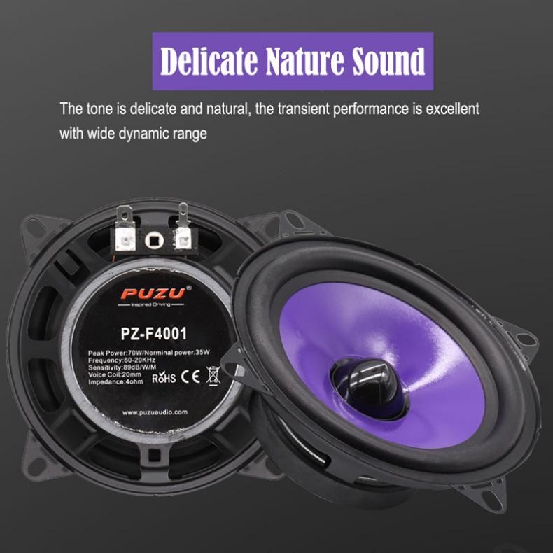 Puzu Speaker Mobil HiFi 4 Inch 70W 2 PCS - PZ-F4001 - Purple
