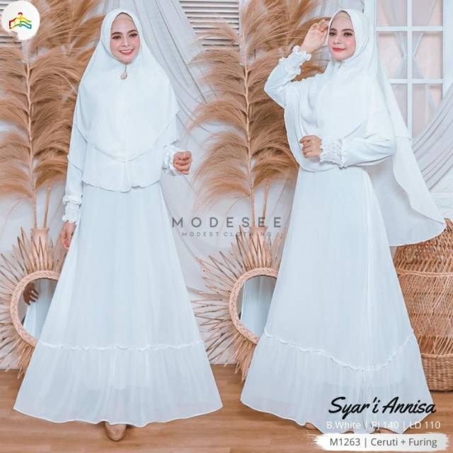 SYARI DRESS ANNISA WHITE / GAMIS PUTIH / SYARI PUTIH