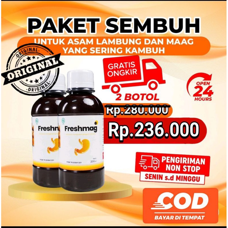 Paket Sembuh 2 Botol Freshmag - Fresh Maag Magh Presmag Madu Herbal Atasi Asam Lambung