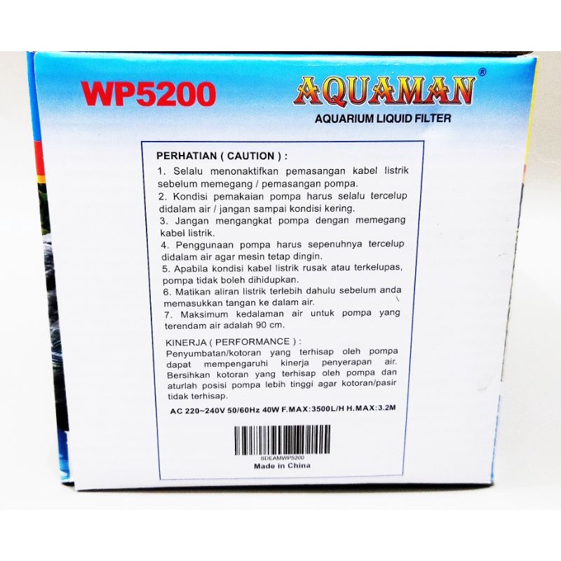 Promo murah pompa kolam hidroponik AQUAMAN WP 5200