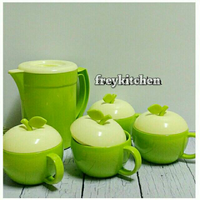 Teko Set + Mug Apel isi 4pcs Hijau Golden Sunkist