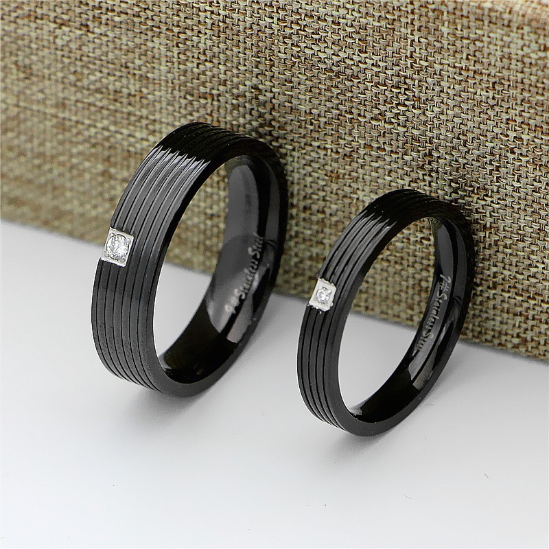 [SALE] Cincin Couple / Tunangan / Nikah / Pasangan / Titanium Cocok untuk hadiah C083 Hitam