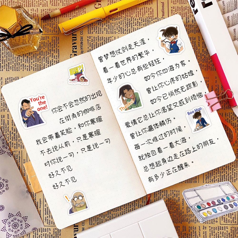 Detektif Conan stiker lucu kartun Jepang jurnal bahan dekorasi Anak cangkir kasus telepon tangan Buk