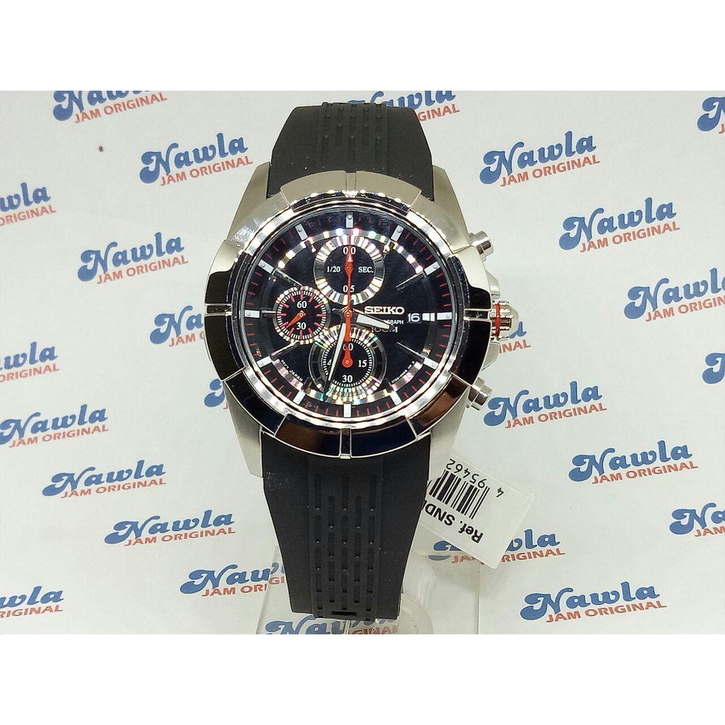 Seiko Quartz SNDE67P1 Chronograph Black Rubber - Jam Tangan Pria SNDE67