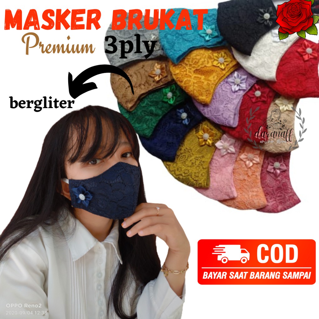 Masker brukat, earlop/cantel telinga, masker brokat, masker pesta, masker mewah, masker brokat murah