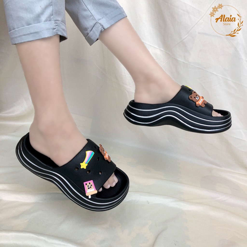 Sandal Jelly Fuji Wanita Bahan EVA Tebal Croos Jibbitz Lucu Import Anti Slip - K2268 (36/41)
