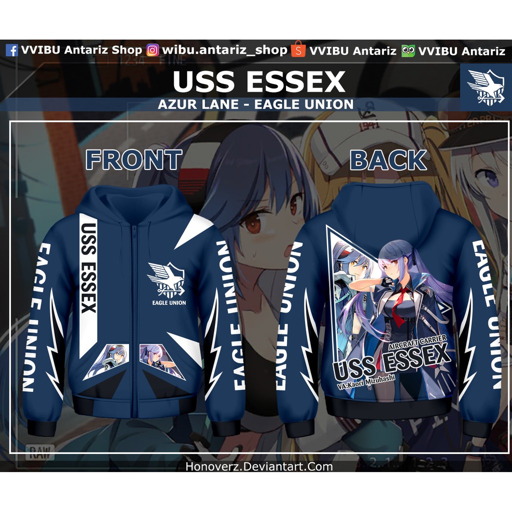 Jaket Hoodie Fullprint Anime Azur Lane USS Essex