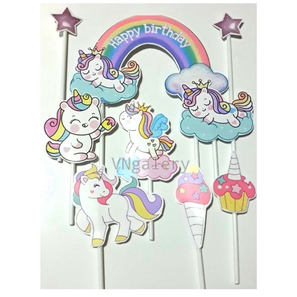 

topper hiasan kue ulang tahun/ topper kertas karakter UNICORN