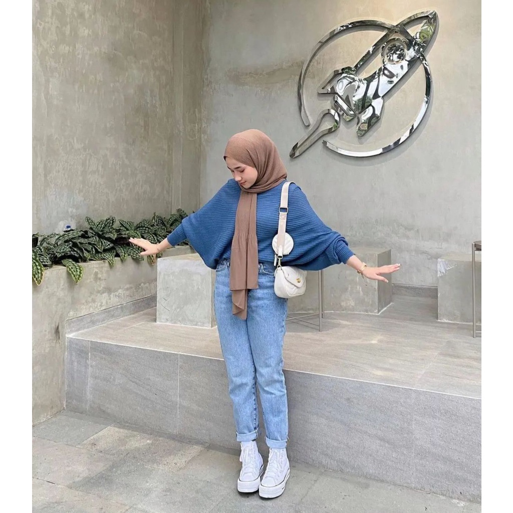 1KG MUAT 5PCS | BATWING KNITWEAR RAJUT PREMIUM HITS OOTD SELEBGRAM FASHION GROSIR WANITA TERMURAH TERBEST SELLER