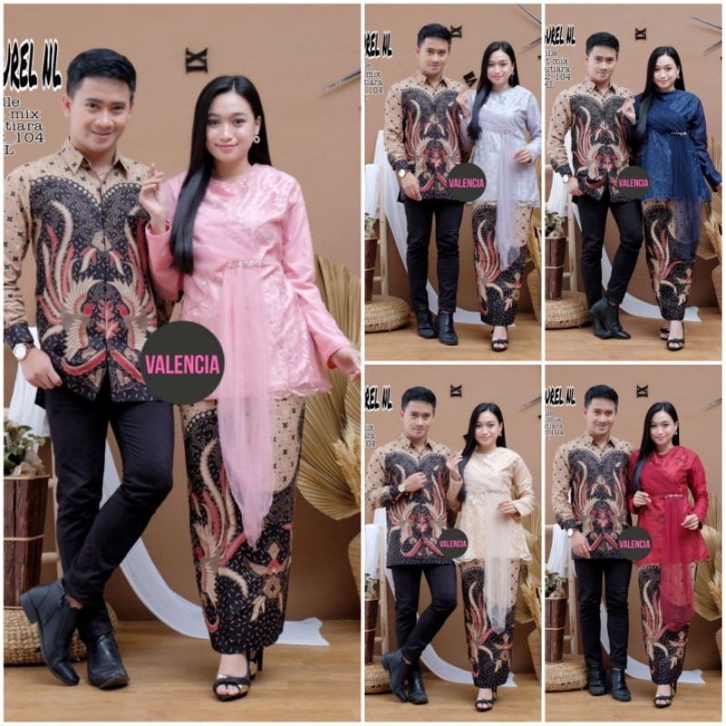 Couple Batik Kebaya Aurel  Formal Couple Batik Brukat Velvet Payet Couple Pesta ( Kemeja + Kebaya )