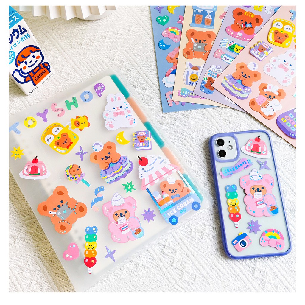 

Sticker Hologram Glitter Motif Beruang Twinkle Bear Kawaii
