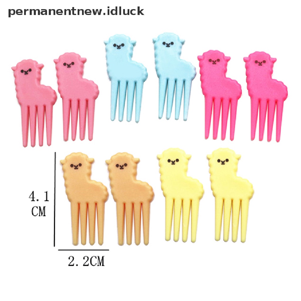 10 Pcs Tusuk Gigi Buah Kue Bentuk Kartun Hewan Alpaca Mini Untuk Anak