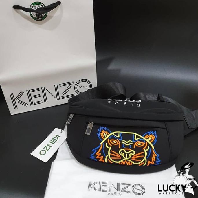 -SIAP KIRIM- KENZO TIGER BUMBAG NEON BLACK - ORIGINAL 100%