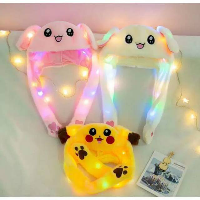 Topi kelinci Korea LED lampu Bunny Hat