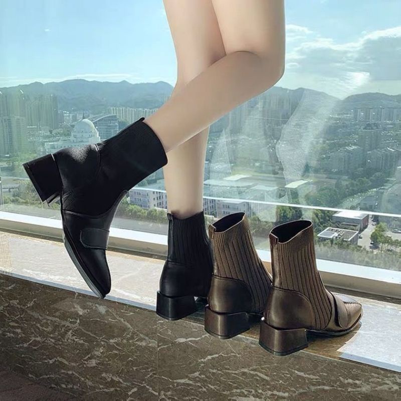 [MikanHiro Store] Sepatu Boots Wanita Brown Black Boots Women Shoes Import winter style