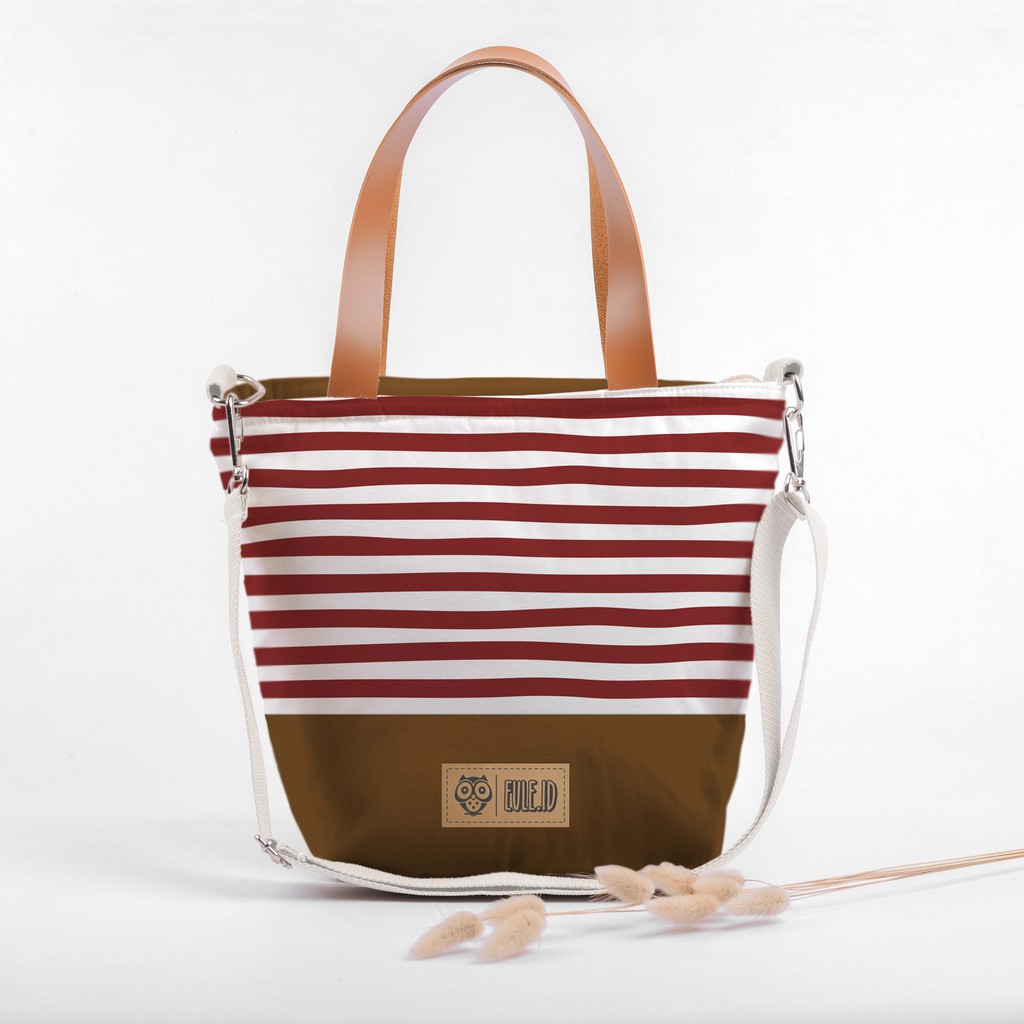 Sling Bag Kanvas Stripe Marun