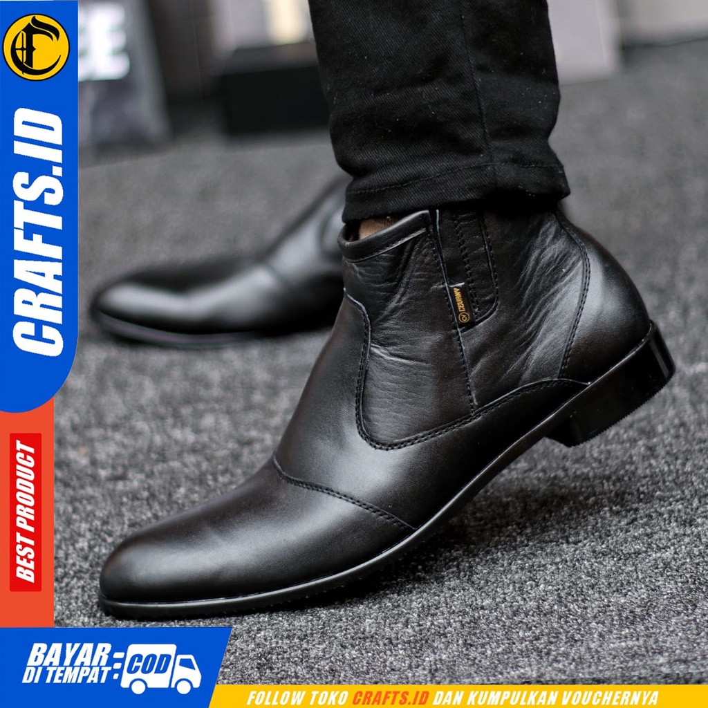 CRAFTS max - Sepatu Boots Pantofel Formal Tali Kulit Asli Kerja Pria