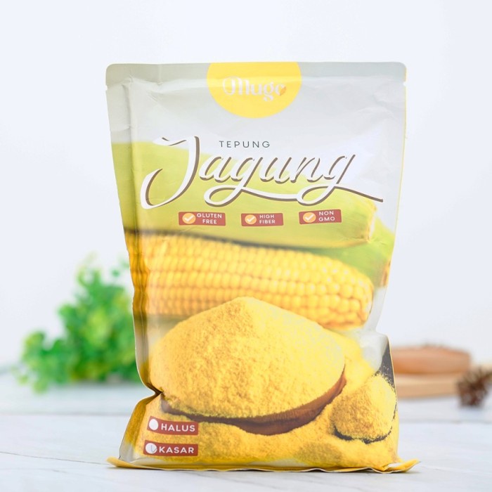 

MUGO Tepung Jagung 1Kg (polenta coarse) Kemasan Ekonomis Non GMO Lokal - KASAR