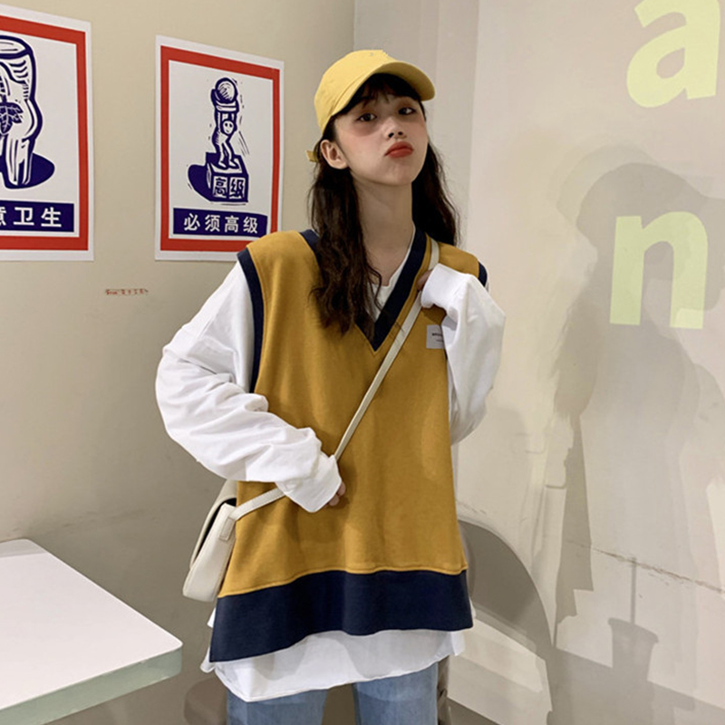 Rompi Wanita Tanpa Lengan Model Longgar V neck Versi Korea Rompi Wanita Tanpa Lengan Model Longgar V neck Versi Korea