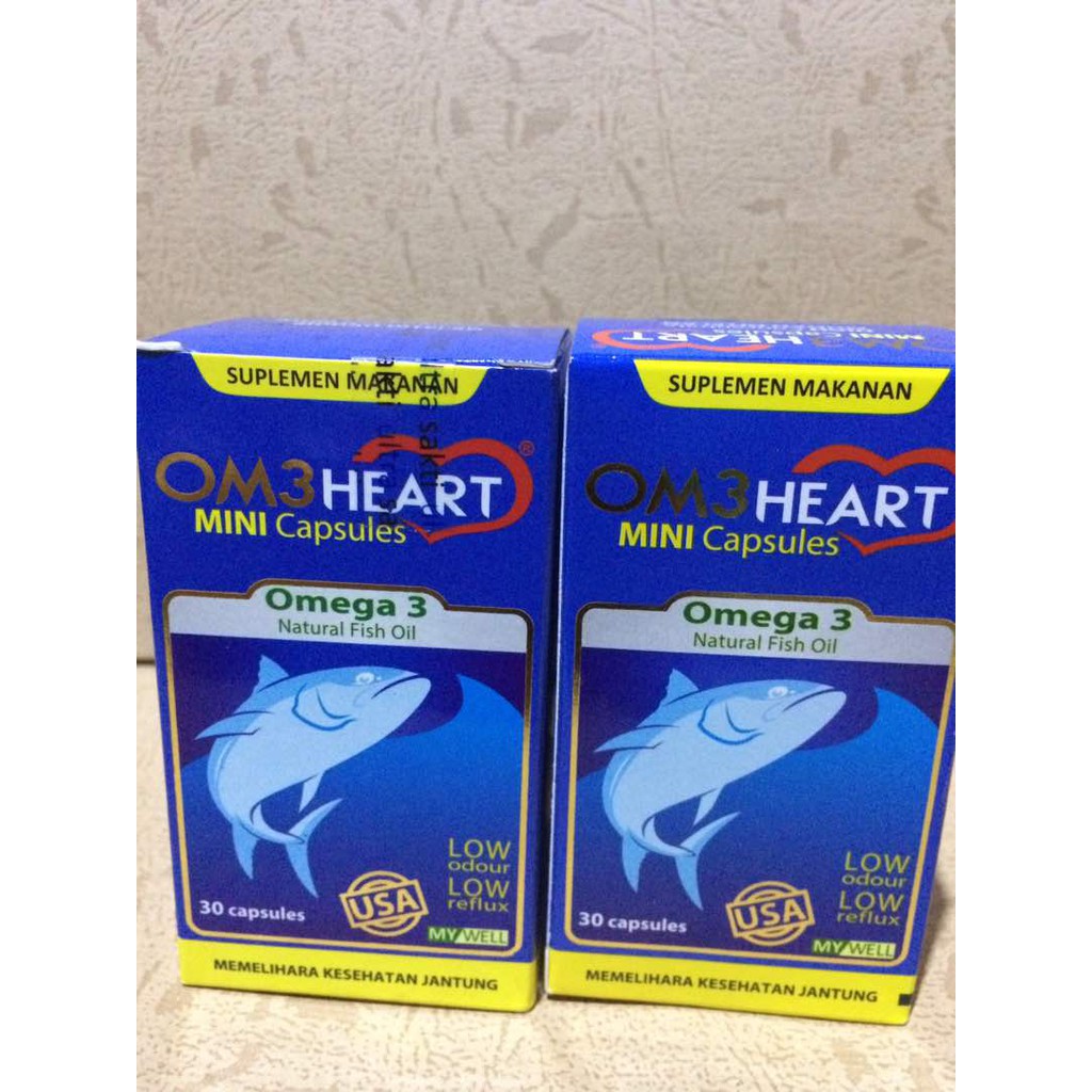 Om3heart Omeheart mini capsules Omega 3 Natural Fish Oil Minyak ikan isi 30