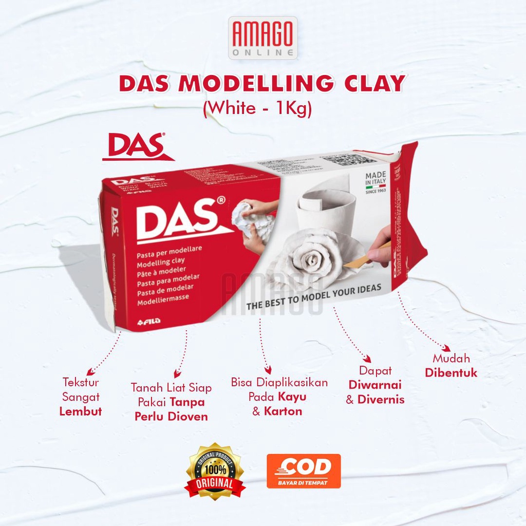 Das Modelling Clay White Putih Tanah Liat Kerajinan Tangan Untuk Prakarya Tanpa Oven 1 Kg - 387500