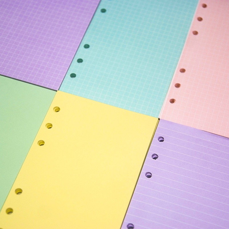 

[DZ] ST409 - 100gsm Loose Leaf Warna Warni Pastel 6 Ring A5 A6 Refill Kertas Isi Binder