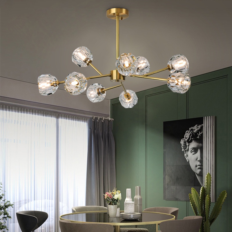 Lampu Gantung Modern Kristal Ruang Tamu Chandelier Mewah Kamar Tidur Ruang Tamu Nordik Ceiling Lampu ly Lampu Langit -langit