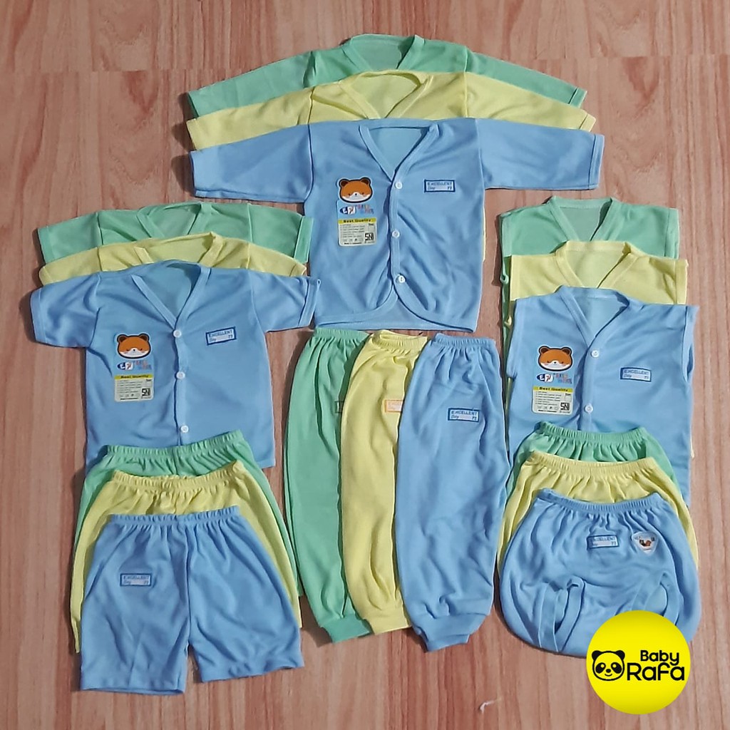 Jual Paket Hemat Baju Bayi Polos 18 Pcs merk SNI Excellent 77 Indonesia