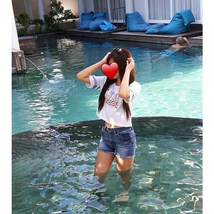 PRWLOVED TIRA JEANS KAOS WANITA CROP TOP TSHIRT WHITE