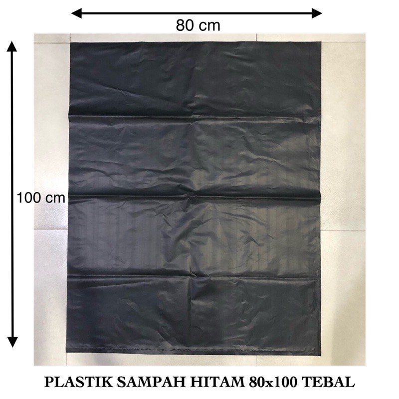 plastik sampah hitam besar ukuran 80x100 cm type bahan plastik tebal