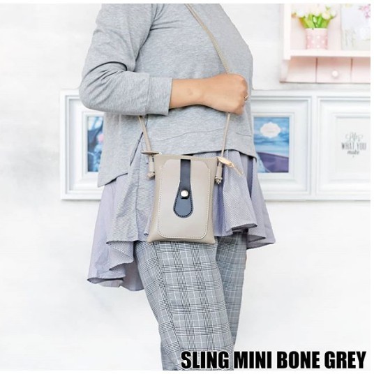 YA 398 - sling bag mini bone / dompet hp bahan miniso import