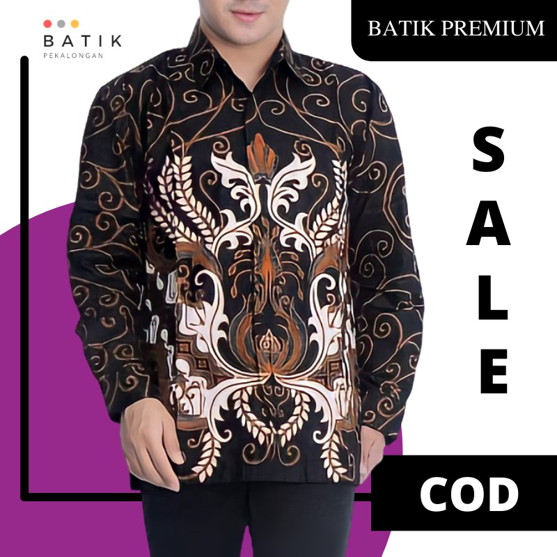 Atasan kemeja batik pria lengan panjang batik remaja Pekalongan modern motif keren kualitas premium