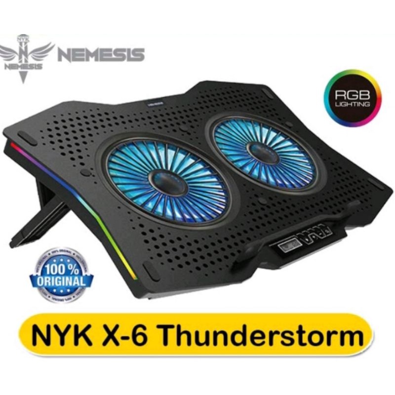 cooling pad Nyk X-6 Thunderstorm rgb 2 fan - Cooling pad nemesis Nyk original