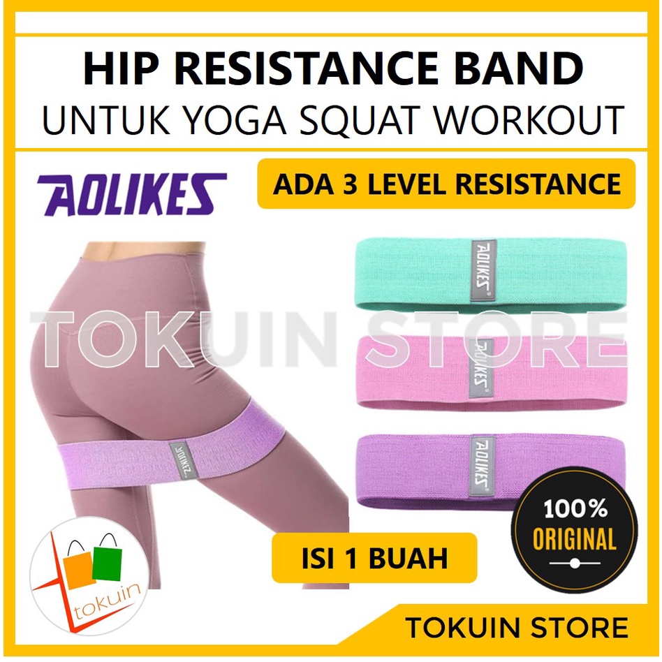 Aolikes Elastic Hip Resistance Band Karet Olahraga Gym Pilates Yoga