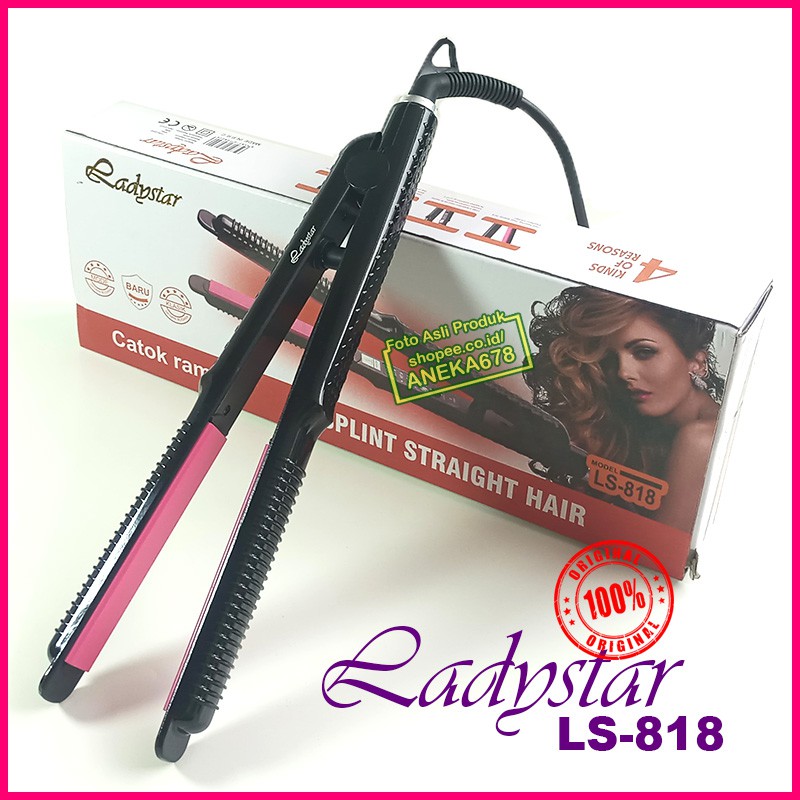 LADYSTAR LS 818 CATOK RAMBUT ALAT CATOKAN LURUS CURLY 2IN1 KERITING