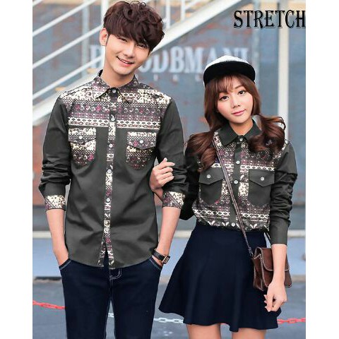 Kemeja Batik Couple / Baju Batik Couple Rafles Hitam