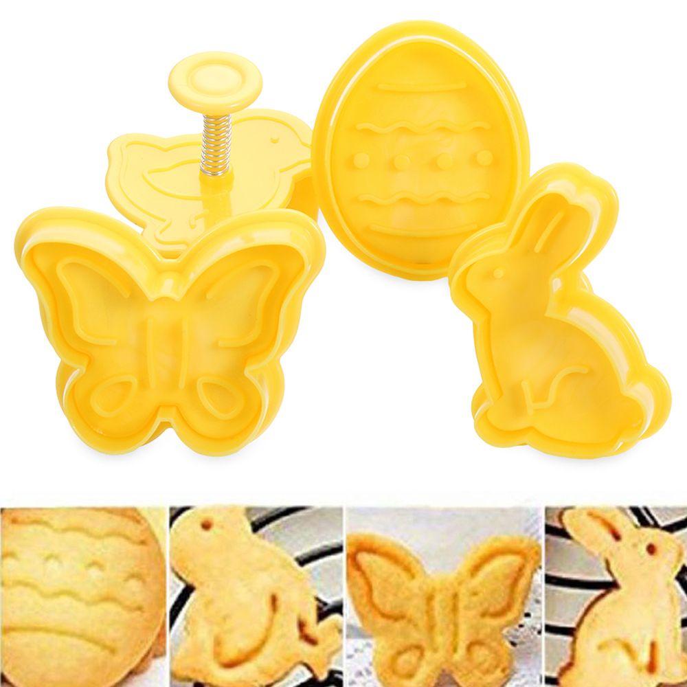 R-FLOWER Easter Egg DIY Plastik Alat Baking &amp; Pastry Dekorasi Paskah Rabbit Chick Cookies Cutter