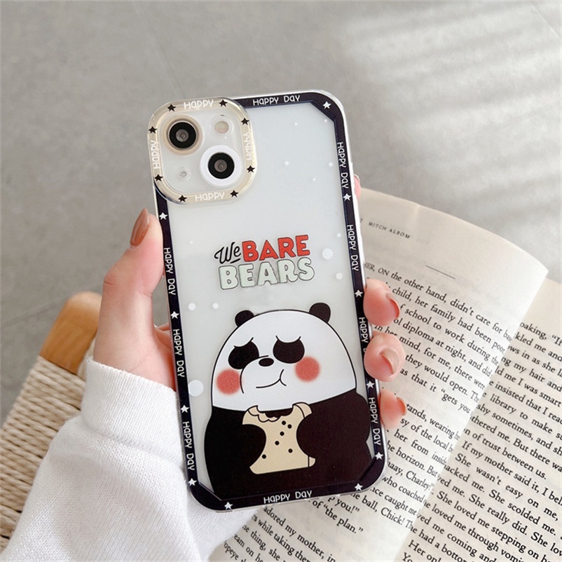 Soft Case Silikon Motif Kartun Beruang Untuk Compatible for iPhone 11 Pro Max iPhone 14 13 12 Pro Max X Xr Xs Max Se 2020 iPhone 7plus 8plus 8 7 6 6s plus Cartoon Bear Series Translucent Frame Soft Silicone Shockproof Phone Case