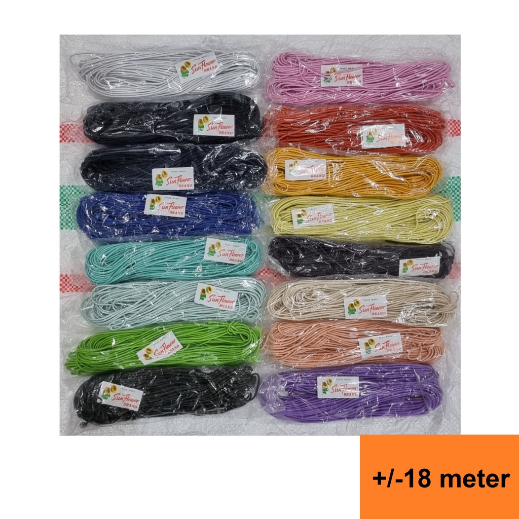 Tali Karet Elastis/Tali Sengkelit Bulat 2mm @18 meter Tali String Tali Kancing