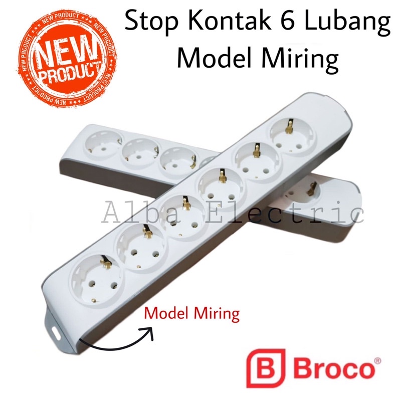 Stop Kontak 6 Lubang BROCO Model Miring Slanting Type Tanpa Kabel OB Stop Kontak Broco 6 Lubang Terminal 6 Lubang Broc