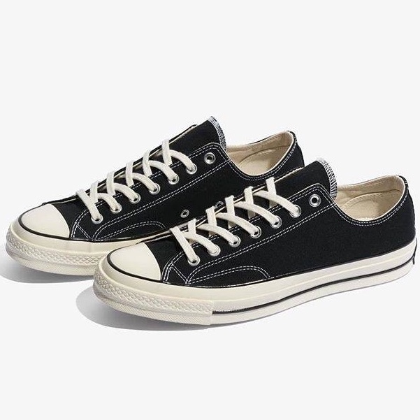 AQILLA ® -【BISA COD】Sepatu Sneakers All-Star Hitam Putih Chuck Taylor 2 Fashion Skull Bones Hitam-3