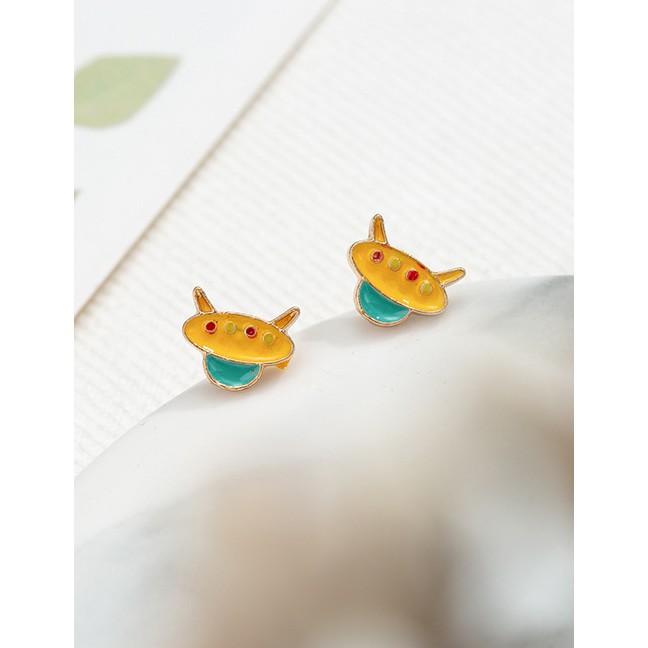 LRC Anting Tusuk Fashion Spaceship Cartoon Star Earrings F59873