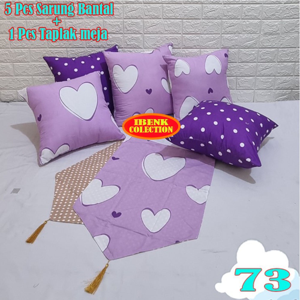 (COD) [NEW ARRIVAL] Paket 5 Sarung Bantal Sofa  40X40 + Taplak Meja