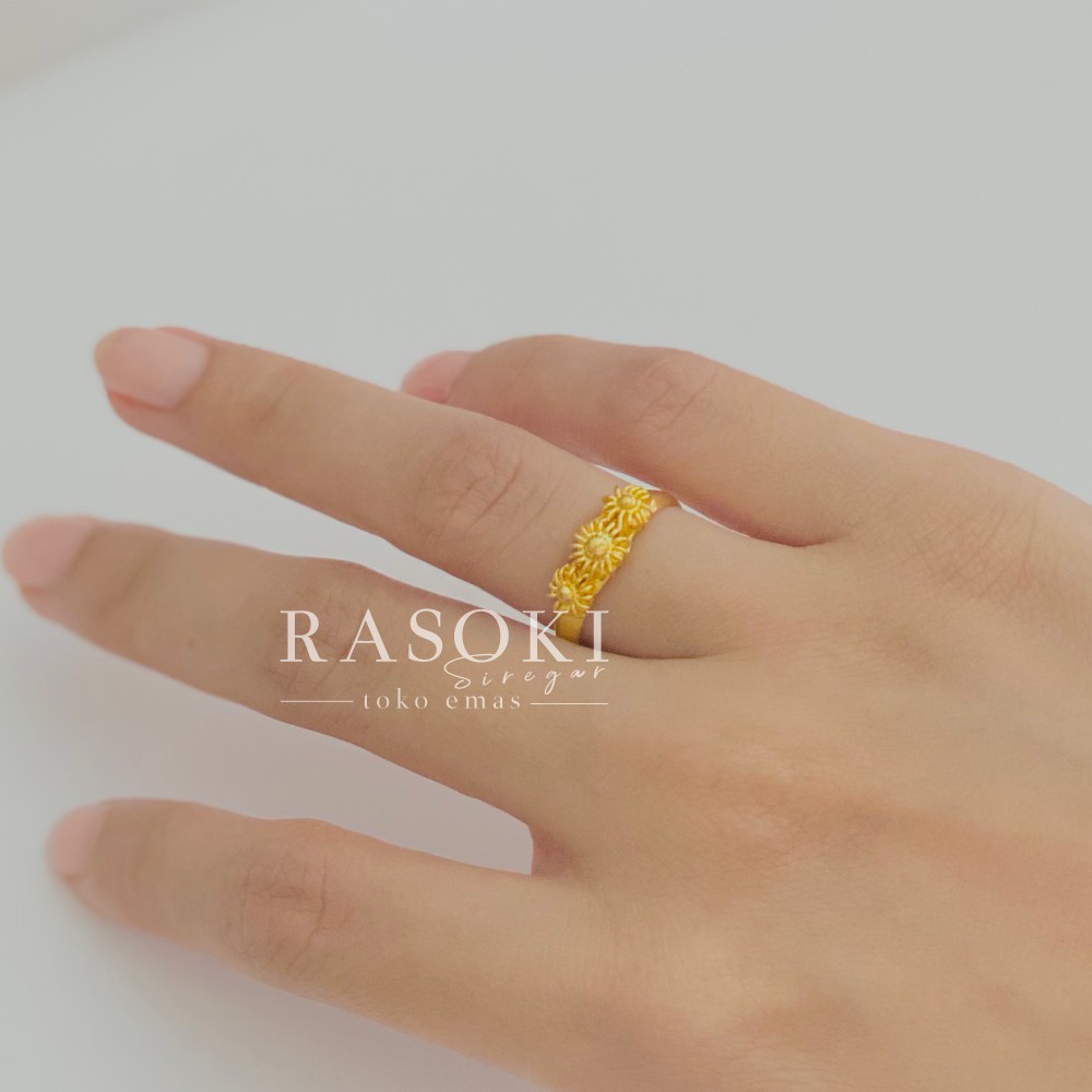 CINCIN EMAS LM BUNGA MATAHARI EMAS LONDON MAS ASLI EMAS TOBA