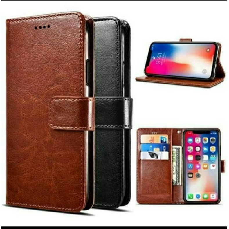 OPPO A3S Flip Cover Wallet Leather Case Magnetic Dompet Casing